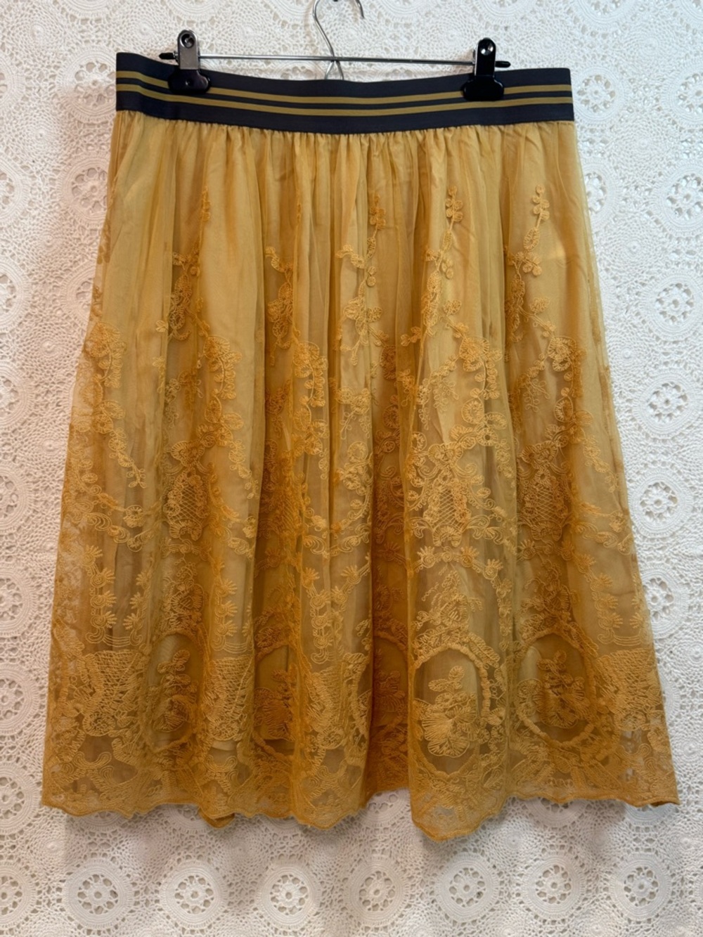 Ariat flowy,floral lace, midi western cowgirl skirt